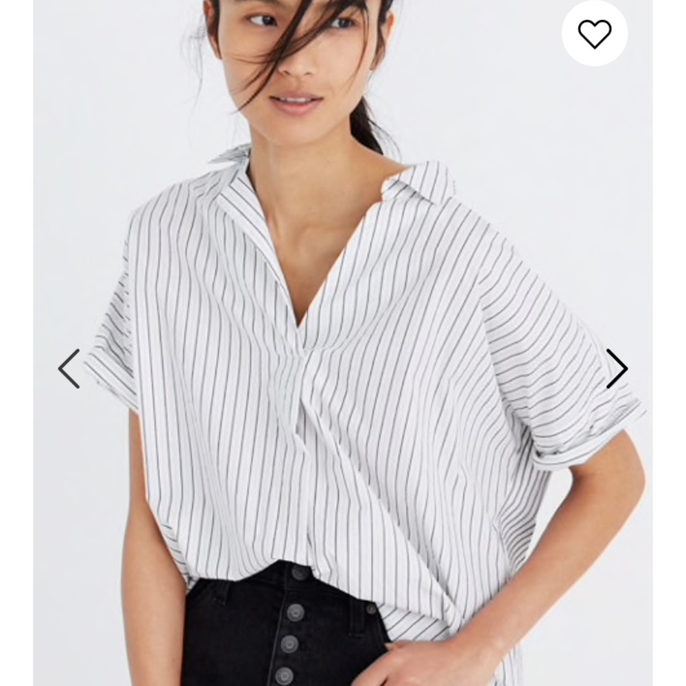 Madewell courier button back pinstripe top